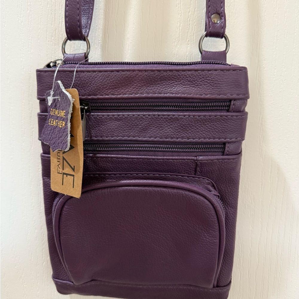 Stylish Purple Leather Crossbody Bag Purse NWT